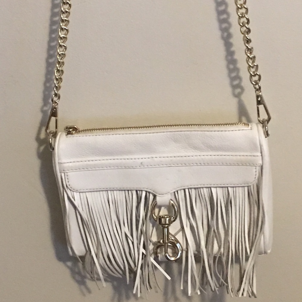 Rebecca Minkoff White Crossbody Bag with Fringe
